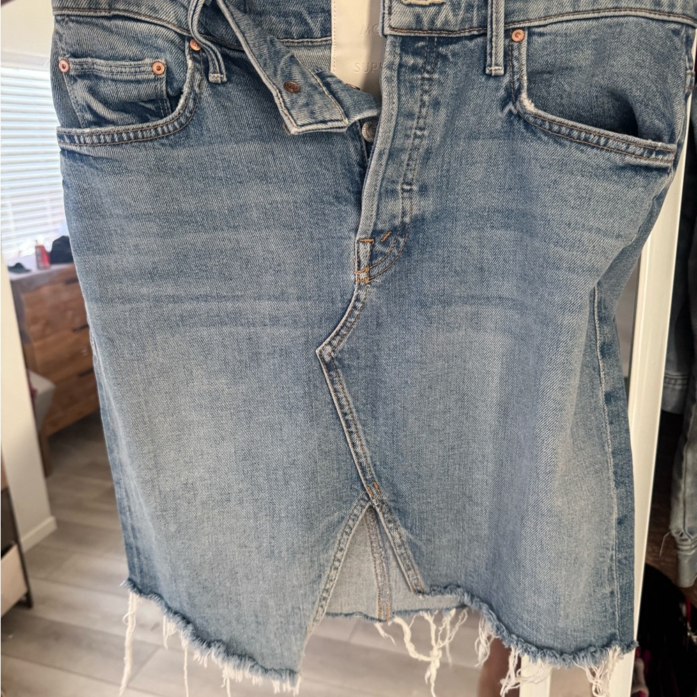 MOTHER Blue Denim Mini Skirt